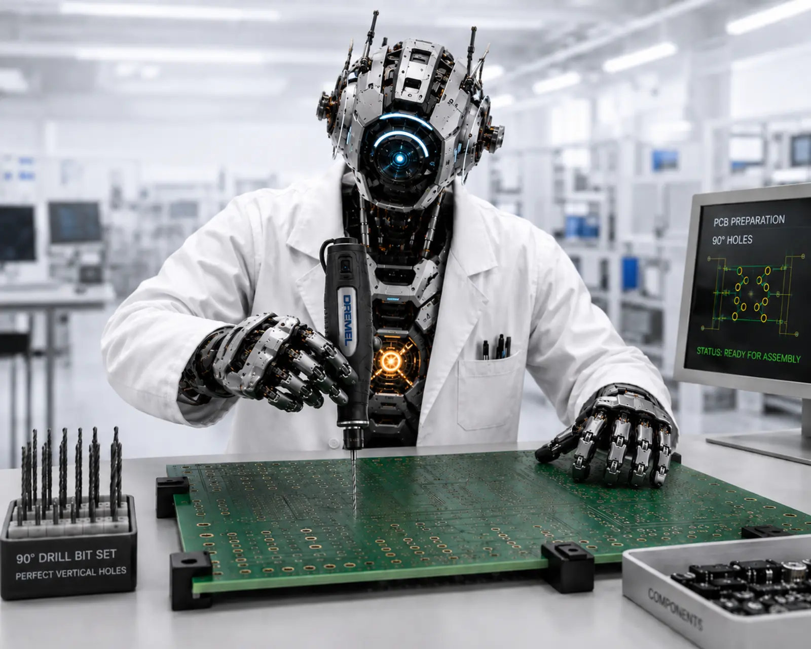 Robot inspecting and preparing a printed circuit board
